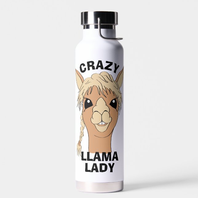Crazy Llama Lady Water Bottle (Left)