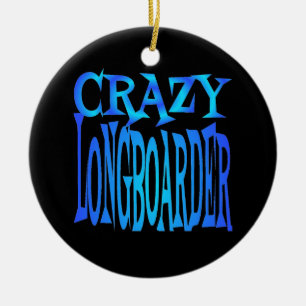 Crazy Longboarder Ceramic Tree Decoration