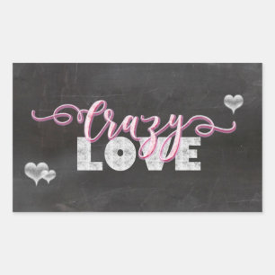 Crazy Love Hearts Chalkboard Rectangular Sticker