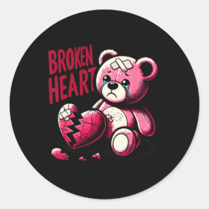 Crazy Love Hurt Broken Heart Pain Bear Valentine D Classic Round Sticker
