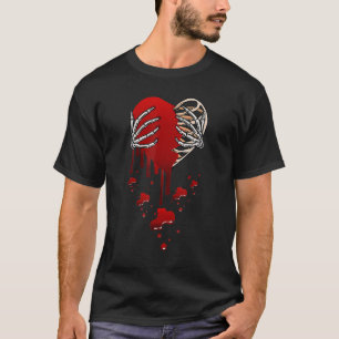 Crazy Love Hurt Broken Heart Pain Skeleton Bloody T-Shirt