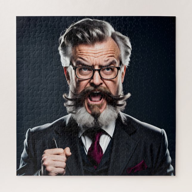 Crazy mad professor with beard jigsaw puzzle (Vertical)