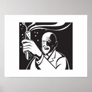 Crazy Mad Scientist Test Tube Poster