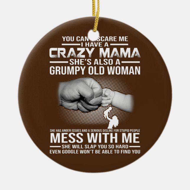 Crazy mama  ceramic tree decoration (Front)