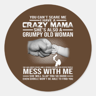 Crazy mama classic round sticker