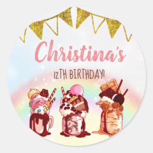 Crazy Milkshake Birthday Invitation Classic Round Sticker