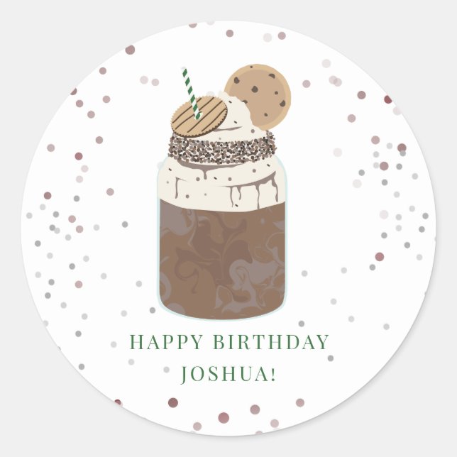Crazy Milkshake Chocolate Cookies Birthday Party Classic Round Sticker (Front)