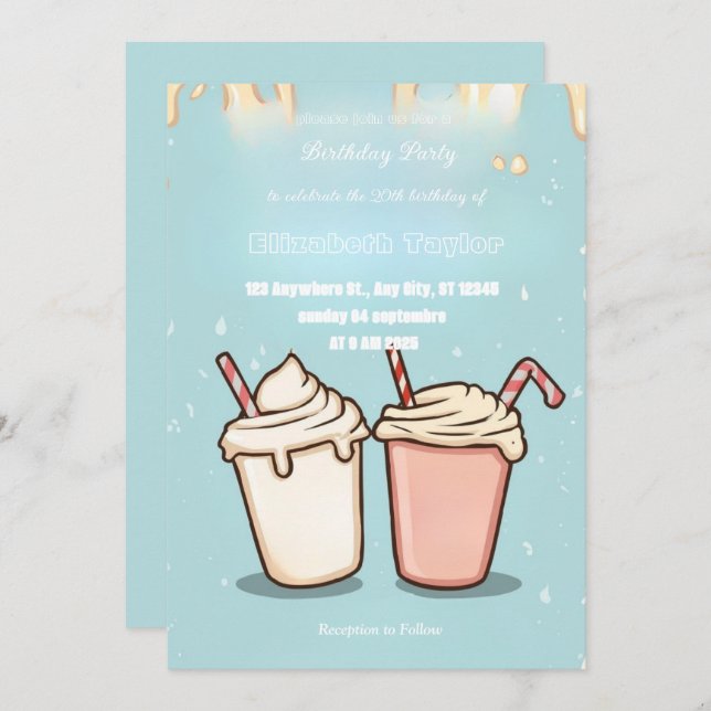 Crazy Milkshake Party Invitation – Colorful Sweet (Front/Back)