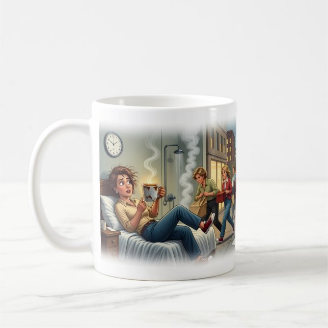 Crazy Monday Morning Chaos Funny Mug (Left)