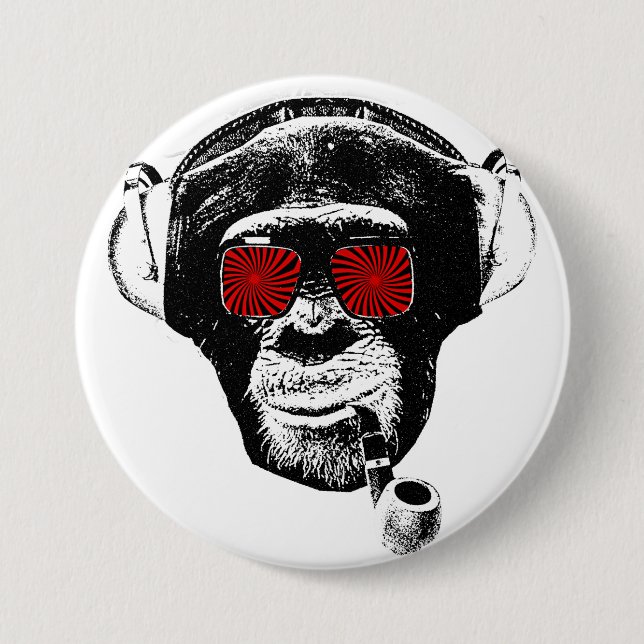 crazy monkey 7.5 cm round badge (Front)