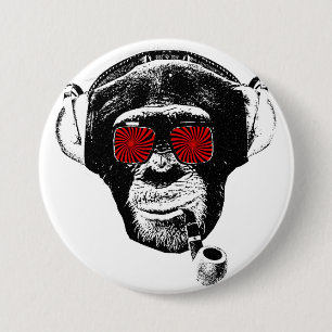 crazy monkey 7.5 cm round badge