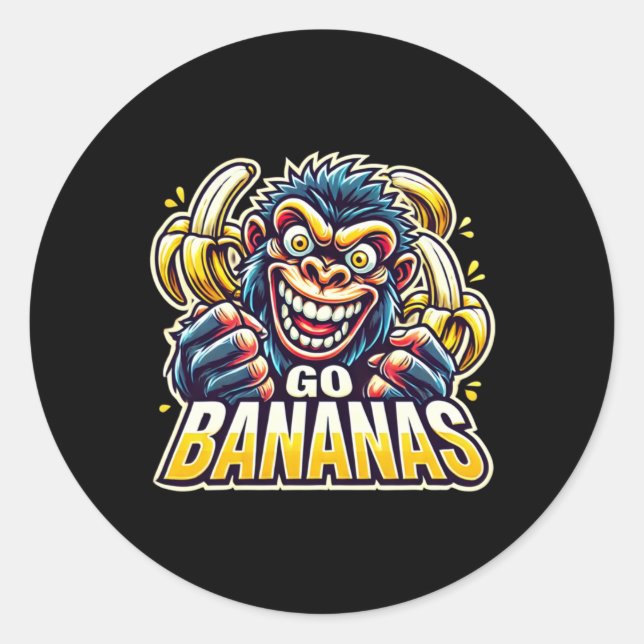 Crazy Monkey Go Bananas Sticker  (Front)