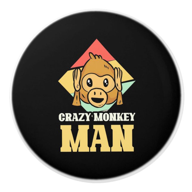 Crazy Monkey Man Ceramic Knob (Front)
