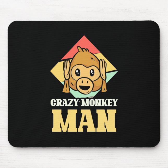 Crazy Monkey Man Mouse Mat (Front)