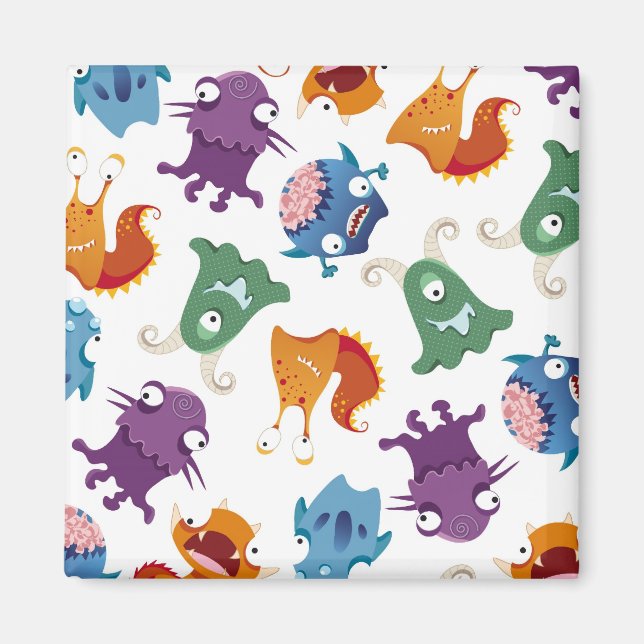 Crazy Monsters Fun Colourful Patterns for Kids Magnet (Front)