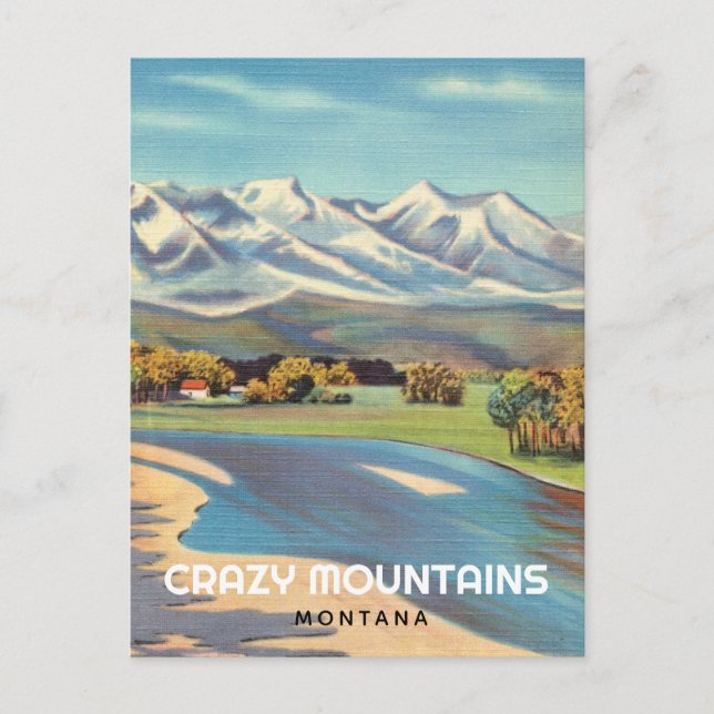 Crazy Mountains and Yellowstone River Montana Postcard (Front)