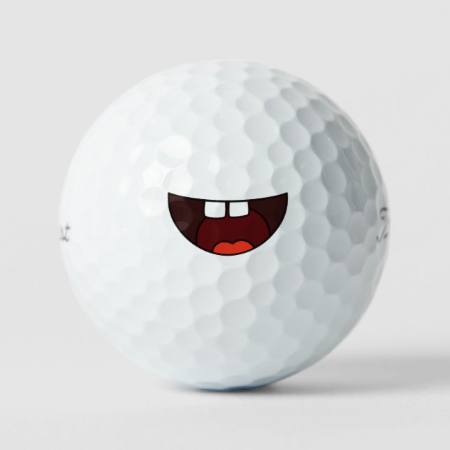 Crazy Mouth Fools Day Emoticon Golf Balls (Front)