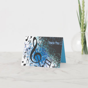 CRAZY MUSICAL NOTES Bar Bat Mitzvah Thank You Card
