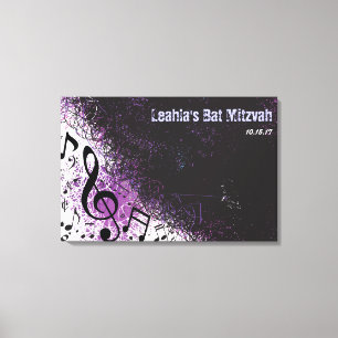 CRAZY MUSICAL NOTES Bar Mitzvah Sign-In Board Canvas Print