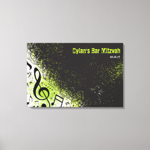 CRAZY MUSICAL NOTES Bar Mitzvah  Sign-In Board Canvas Print