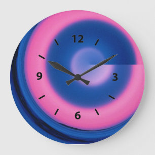 Crazy Neon Pink and Blue Swirl Round Clock