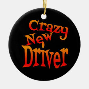 Crazy New Driver in Bright Colours Ceramic Tree Decoration
