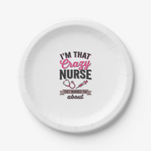 Crazy Nurse Quote Vintage Engraving Shirt Design_1 Paper Plate