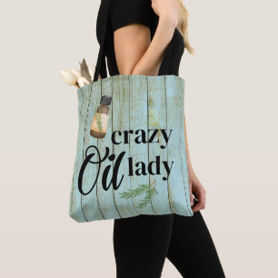 Crazy Oil Lady Pun Aromatherapy Essential Oil Draw Tote Bag