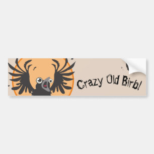 Crazy Old Birb Raven Bumper Sticker