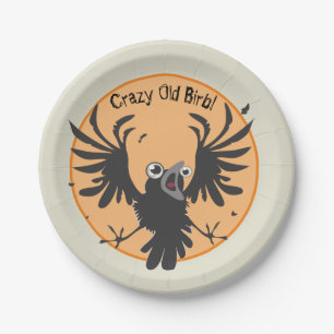 Crazy Old Birb Raven Paper Plate