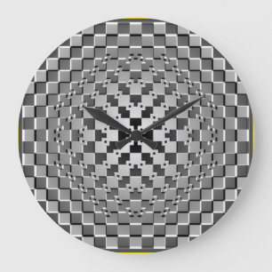 Crazy Optical Illusion - Morphing Metal Square Large Clock