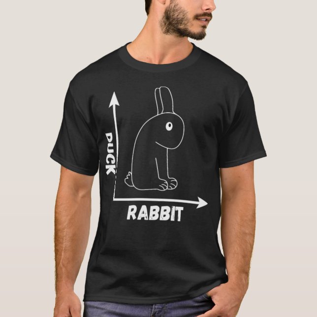 Crazy Optical Illusion Rabbit Duck Perspective bla T-Shirt (Front)