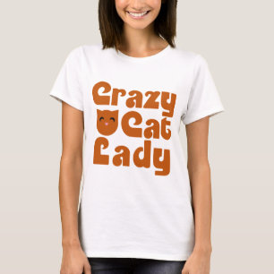 Crazy Orange Tabby Cat Lady T-Shirt