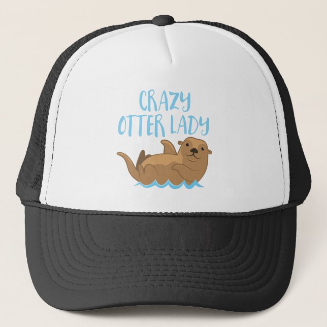 crazy otter lady cute! trucker hat (Front)