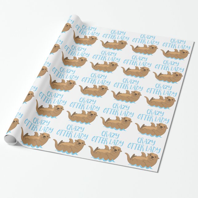 crazy otter lady cute! wrapping paper (Unrolled)