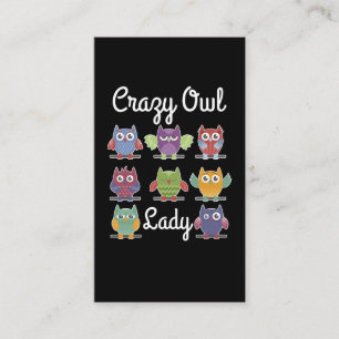 Crazy Owl Girl Funny Owl Lady Business Card