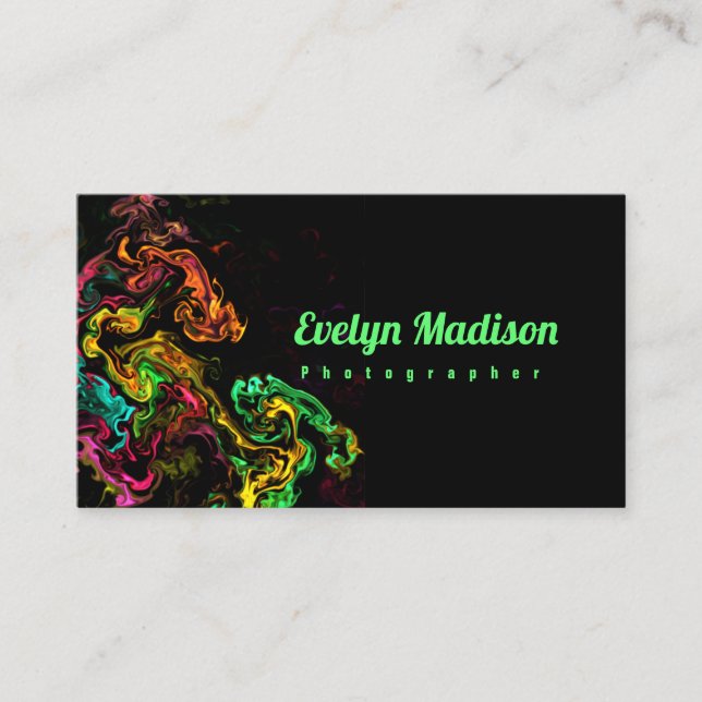 crazy paint on black background business card (Front)