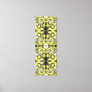 Crazy Paisley Kaleidoscope Yellow & Black Canvas Print