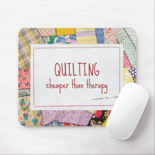 Crazy Patchwork Quilt With Fun Quote Mouse Mat