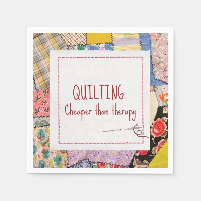 Crazy Patchwork Quilt With Fun Quote Napkin (Front)