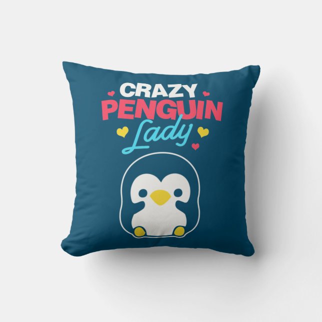 Crazy Penguin Lady Cushion (Front)