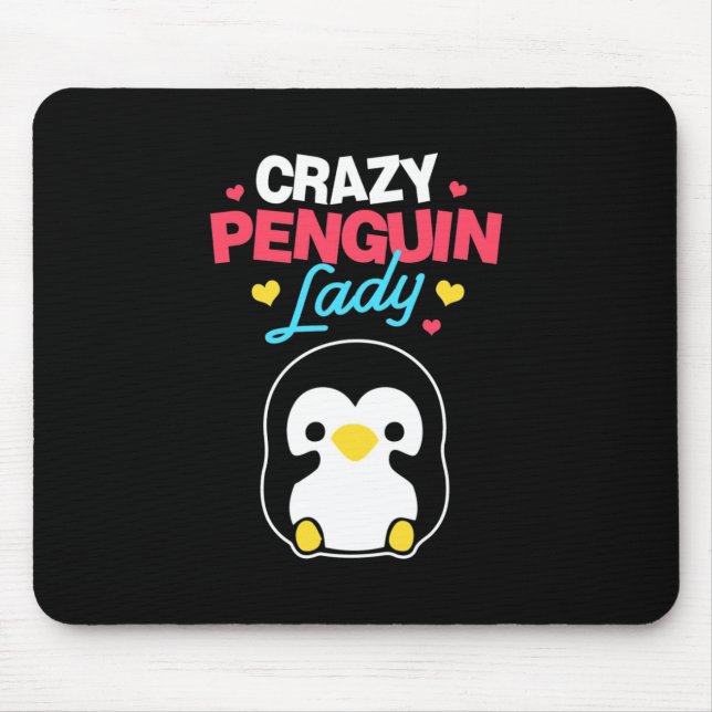 Crazy Penguin Lady Mouse Mat (Front)