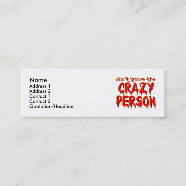 Crazy Person Funny Profile / Business Card (Front)