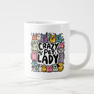 Crazy Pet Lady – Colorful Dogs and Cats Large Coffee Mug