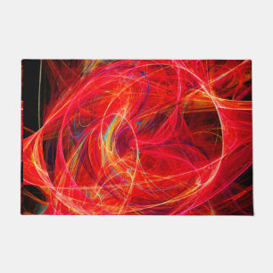 CRAZY PHOTON Abstract Red Yellow Fractals, Swirls Doormat