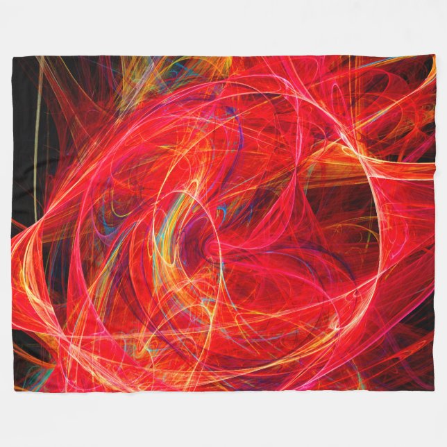 CRAZY PHOTON Abstract Red Yellow Fractals,Swirls Fleece Blanket (Front (Horizontal))