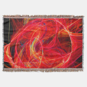 CRAZY PHOTON Abstract Red Yellow Fractals, Swirls Throw Blanket