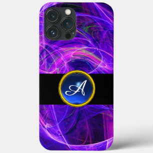 CRAZY PHOTON BLUE SAPPHIRE GEM STONE MONOGRAM iPhone 13 PRO MAX CASE