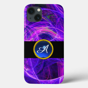 CRAZY PHOTON BLUE SAPPHIRE GEM STONE MONOGRAM iPhone 13 CASE