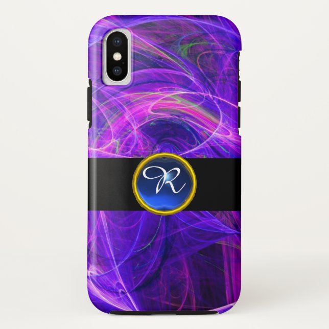 CRAZY PHOTON BLUE SAPPHIRE GEM STONE MONOGRAM Case-Mate iPhone CASE (Back)